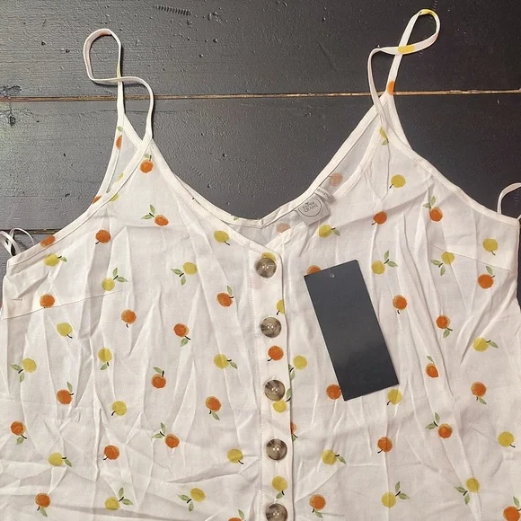 Paper Crane White Camisole with Orange and Green Accents - Picture 5 of 11